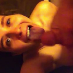 *REAL* mom recording herself a messy cum facial, from her own son.